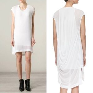 Helmut Lang Draped White Swift Dress Size Petit